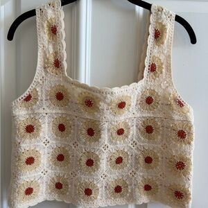 Boho Crochet Floral Crop Top